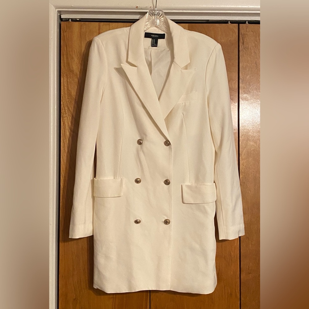Forever 21 Cream Blazer with Classic Lapel